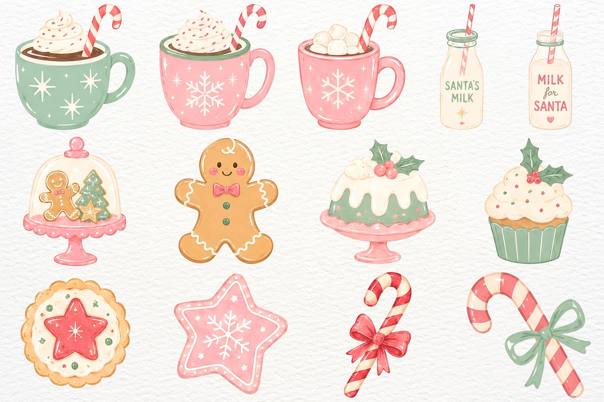 Retro Christmas Clipart Holiday PNG, a Seasonal Illustration by SugarCloudStudioArt (Photo 6 of 7)