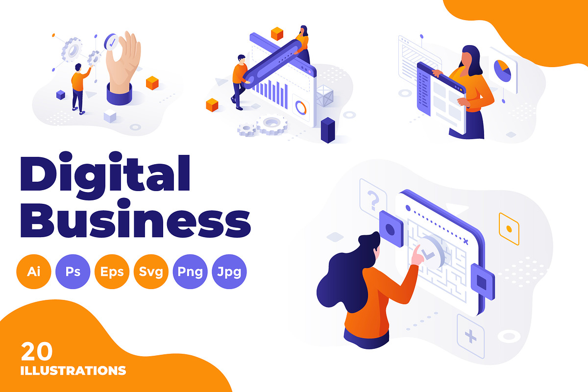 20 Digital Business Illustrations, a Person Illustration by Andrew Kras Design (Photo 1 of 2)