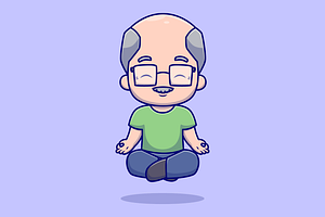 Cute Grandfather Meditation Yoga, a Person Illustration by Catalyst Labs