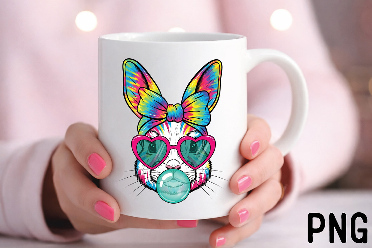 Coquette Easter Bunny Blowing Bubble, an Illustration by Black Bird Studio (Photo 3 of 3)