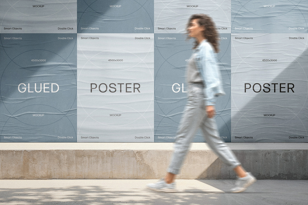 A4 Glued Posters Wall Mockup, an Advertising Mockup by Design Squad (Photo 3 of 4)