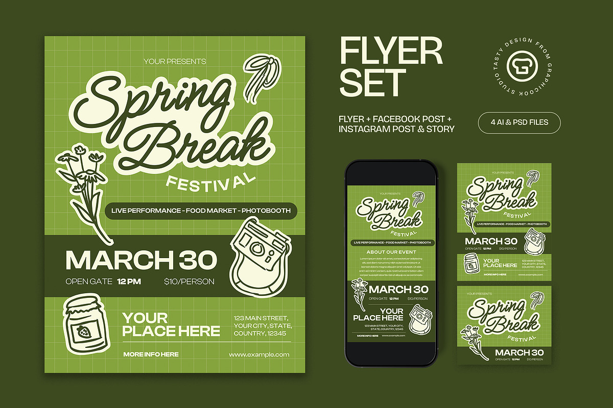 Spring Break Festival Flyer, a Flyer Template by graphicook (Photo 1 of 3)