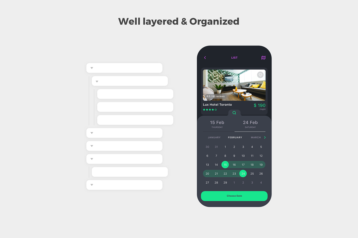 Vesta Dark Travel Booking App UI Kit, an UI Kit Template by uicube (Photo 3 of 6)