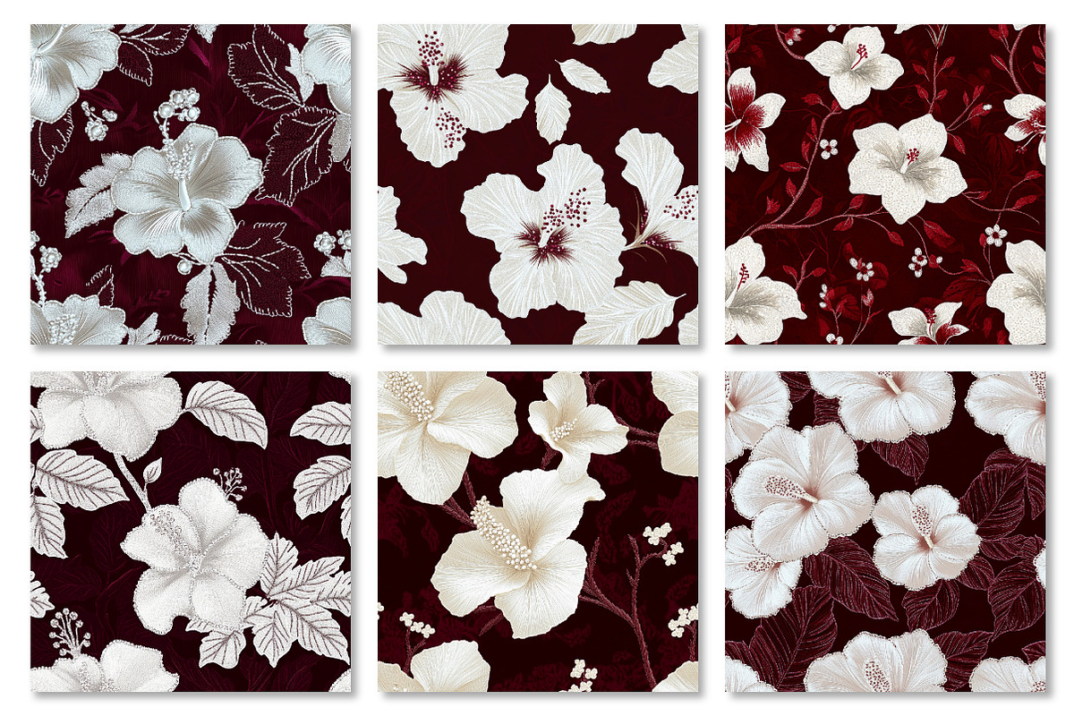 White Hibiscus Digital Paper, a Texture Graphic by Dream Creation (Photo 4 of 7)