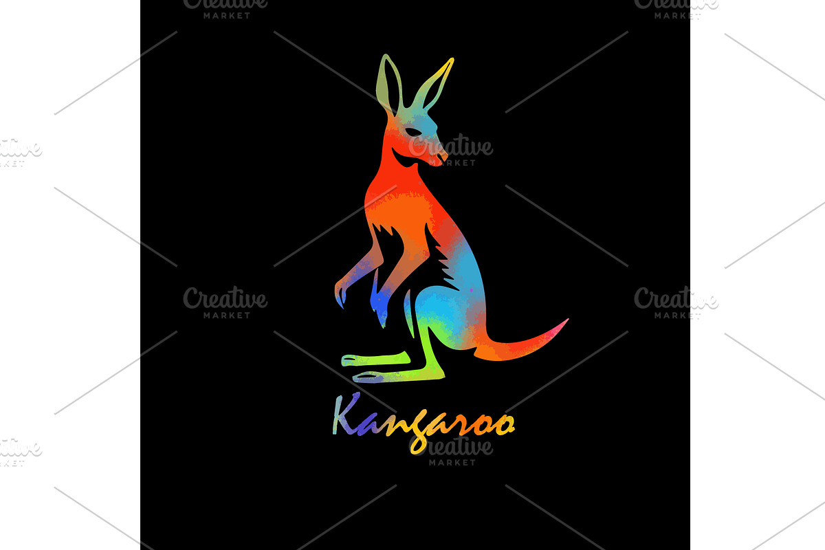 Kangaroo colored object on a black, an Animal Illustration by Nenahliadava Design
