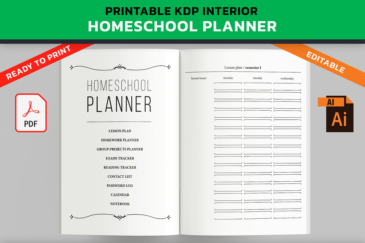 KDP Complex Homeschool Planner, an Education Illustration by PublishingHelper (Photo 1 of 4)