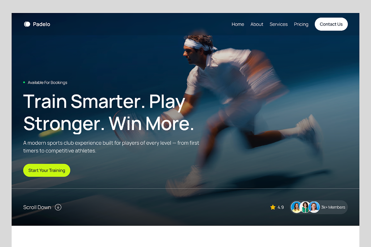 Padelo - Sports Framer Template, a Landing Page Template by Hammad Arif (Photo 3 of 3)