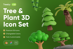 Treeby - Tree & Plant 3D Icon Set