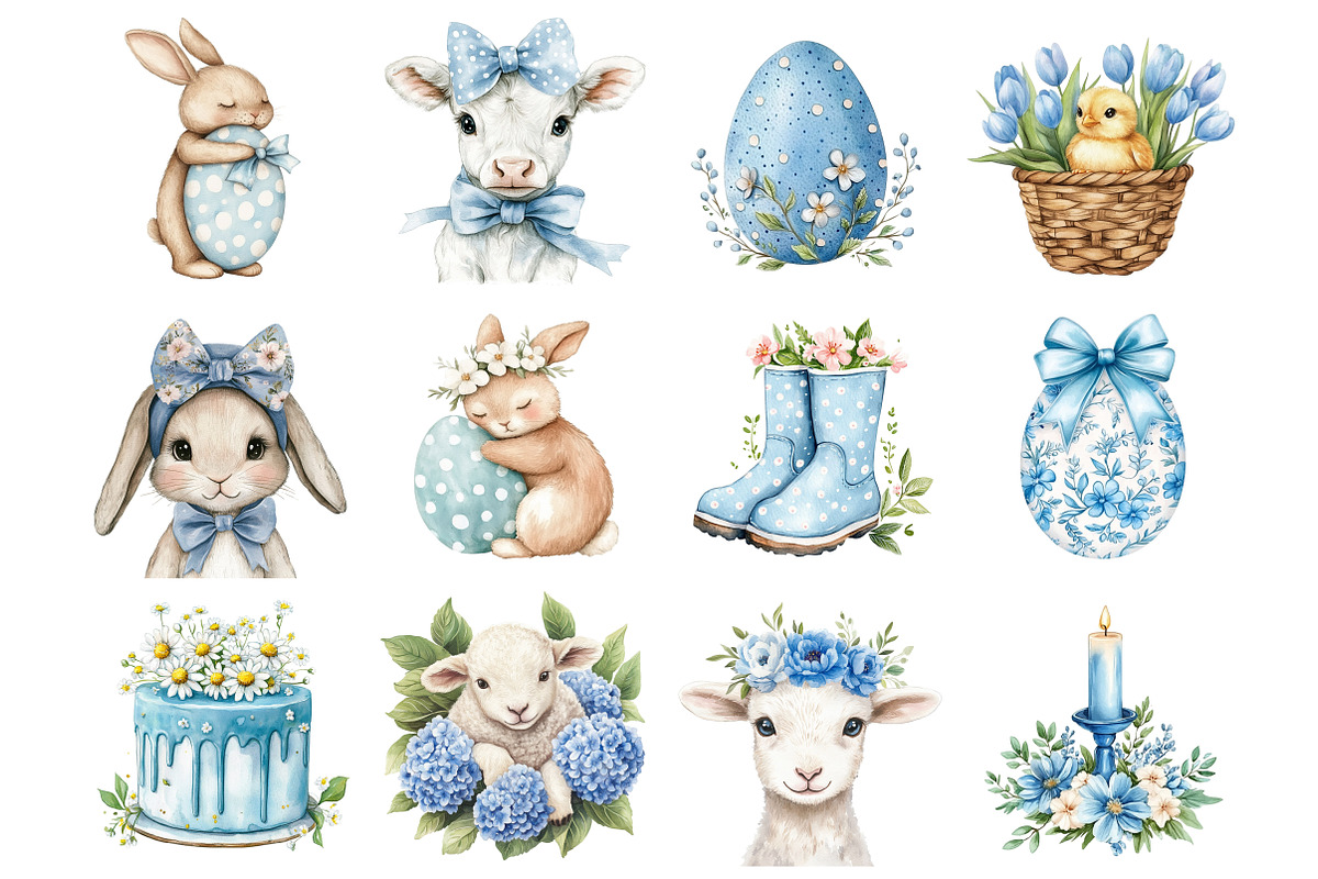 Pastel Blue Easter Clipart, a Seasonal Illustration by Design Market (Photo 4 of 5)
