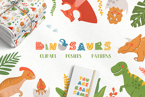 Cute Dinosaurs clipart bundle
