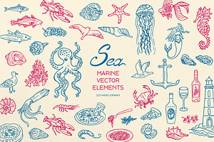 Marine Vector Art Set 120 Sea Life