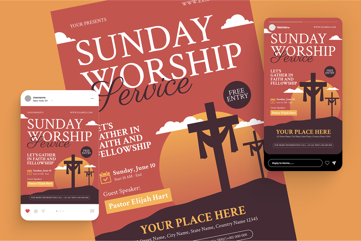Sunday Church Flyer Set, a Flyer Template by Annora Studio (Photo 2 of 6)