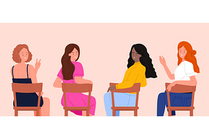 Girls sitting on chairs together, an Education Illustration by Flashvector