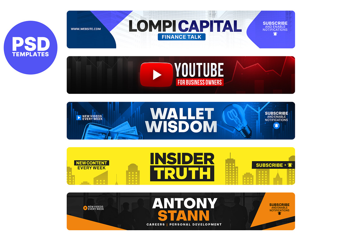 Business YouTube Banner Bundle Pack, a Social Media Template by Vaughn Studios (Photo 1 of 7)