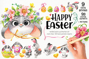 Happy Easter watercolor set, a Background Graphic by KatBranchArt (Thumbnail 1 of 7)