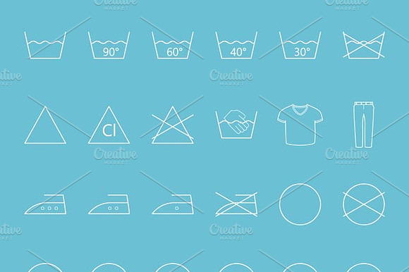 Washing And Ironing Icons Set