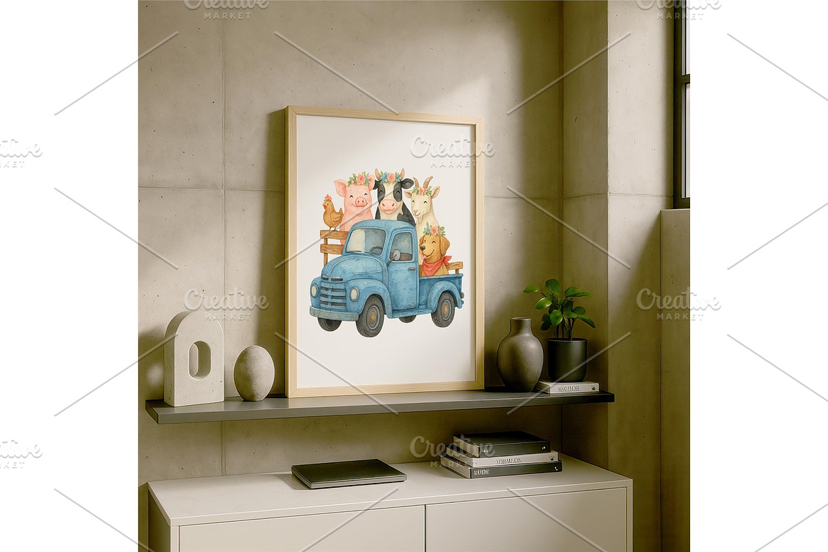 Farm Animal Pickup Truck Wall Art, a Background Graphic by LaseredNinja (Photo 6 of 7)