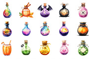 Watercolor Halloween Potion Clipart, an Illustration by Designking (Thumbnail 2 of 4)