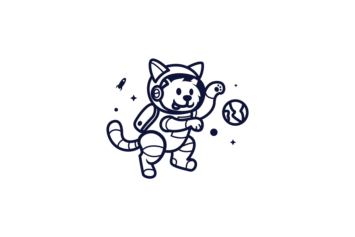 Astronaut Cat Design Template, a Branding & Logo Template by lineandcircle (Photo 3 of 3)