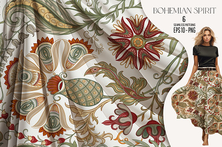 Bohemian Spirit 6 Seamless Patterns, a Pattern Graphic by Elen-Lane