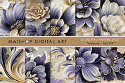 Purple & Gold Floral Patterns, a Pattern Graphic by Maishop (Thumbnail 1 of 3)
