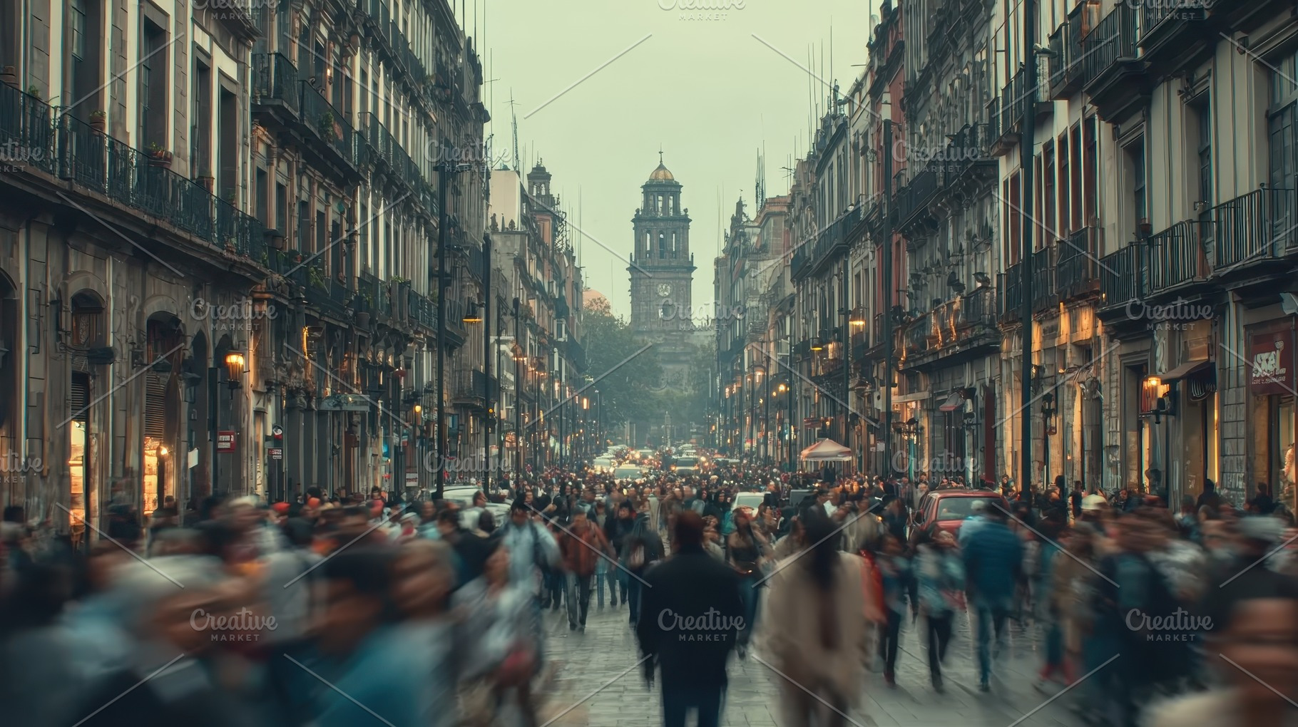 Busy City Street Crowds Walking Past, a Photo by Pixeness Studio
