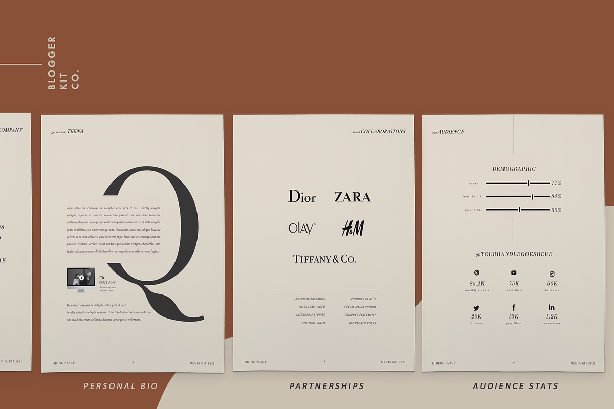 Media Kit Template for Influencers, a Social Media Template by Blogger Kit Co. (Photo 4 of 7)
