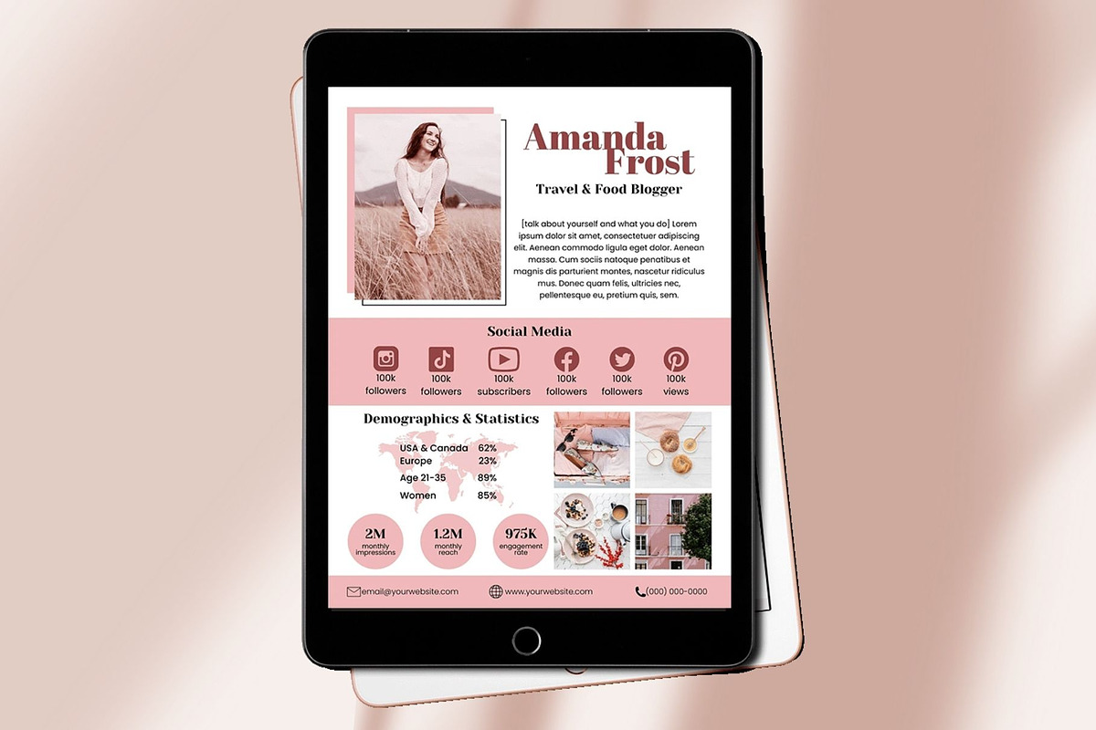 Two Page Media Kit in Pink, a Templates & Theme by ProductiveandFree (Photo 2 of 11)