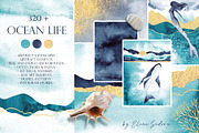 Ocean Watercolor & Gold Collection, a Decorative Illustration by InstaDesignPro (Thumbnail 1 of 13)