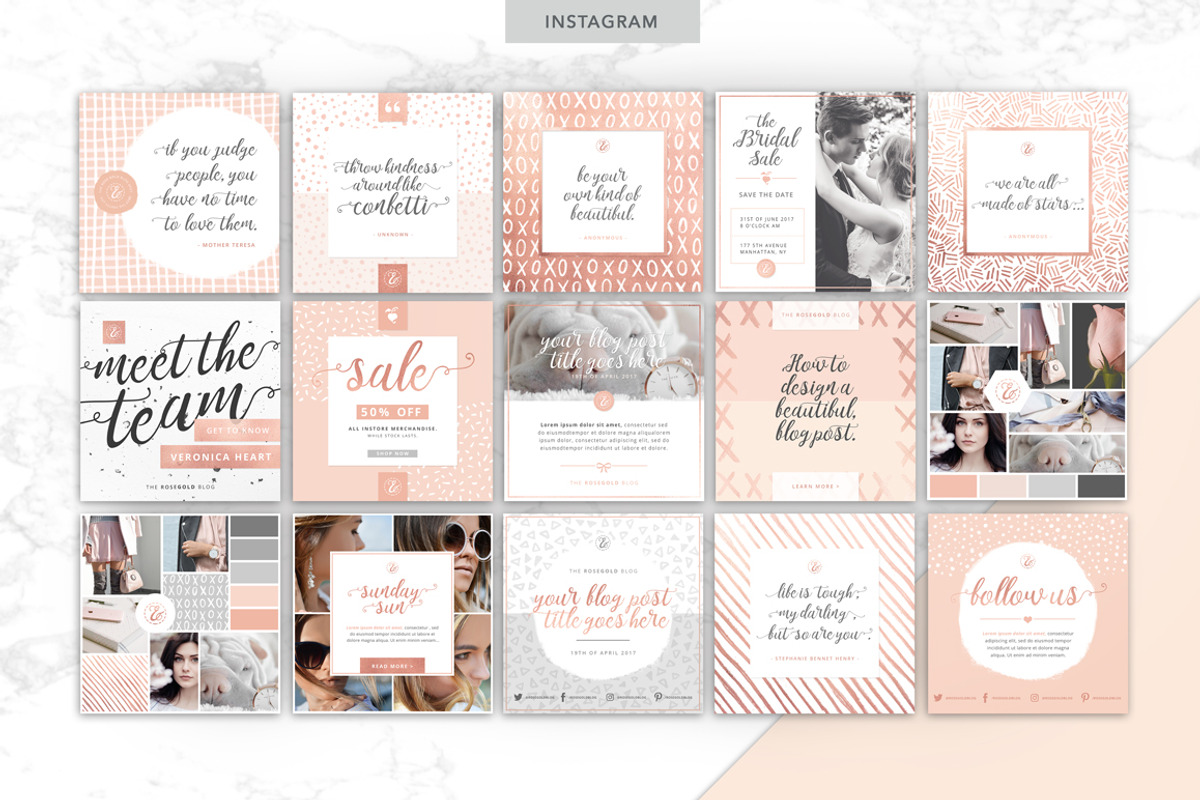 ROSE GOLD | Social Media Pack 2, a Social Media Template by Marigold Studios (Photo 4 of 14)