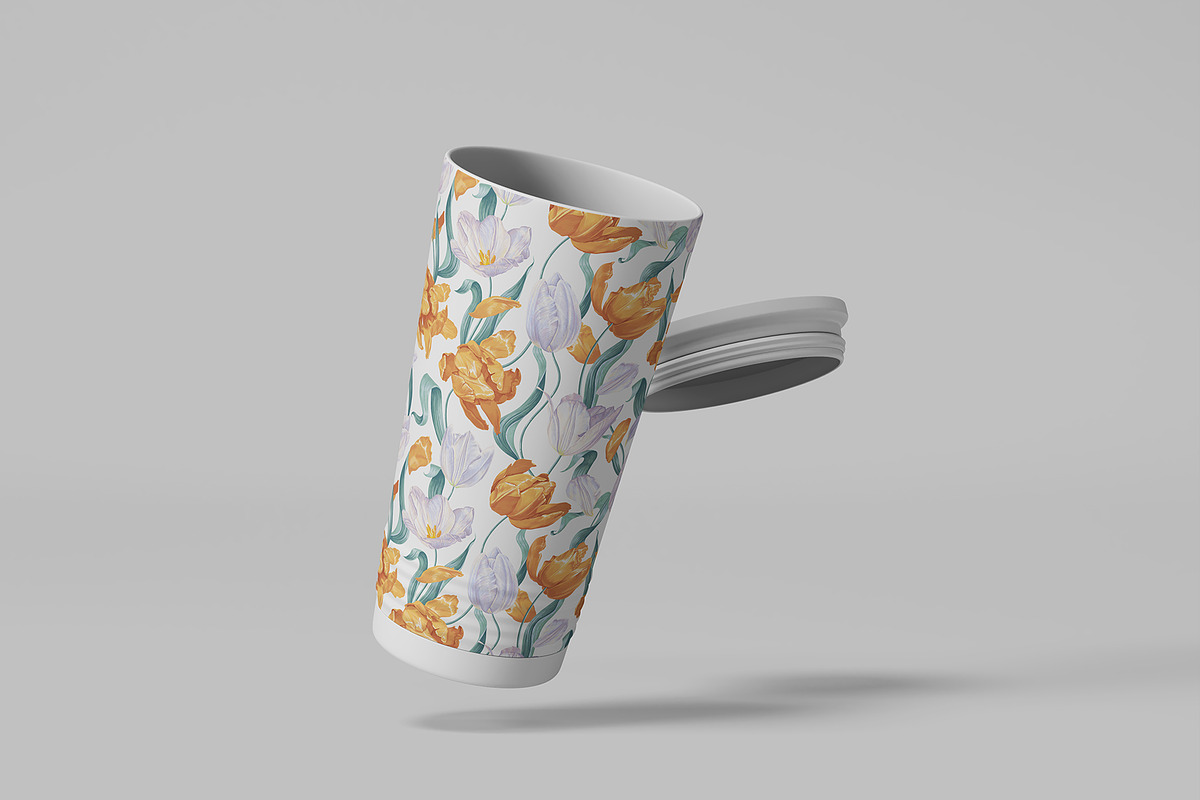 Light Yellow-White Tulips Pattern, a Pattern Graphic by MarynaPetrovska (Photo 10 of 10)