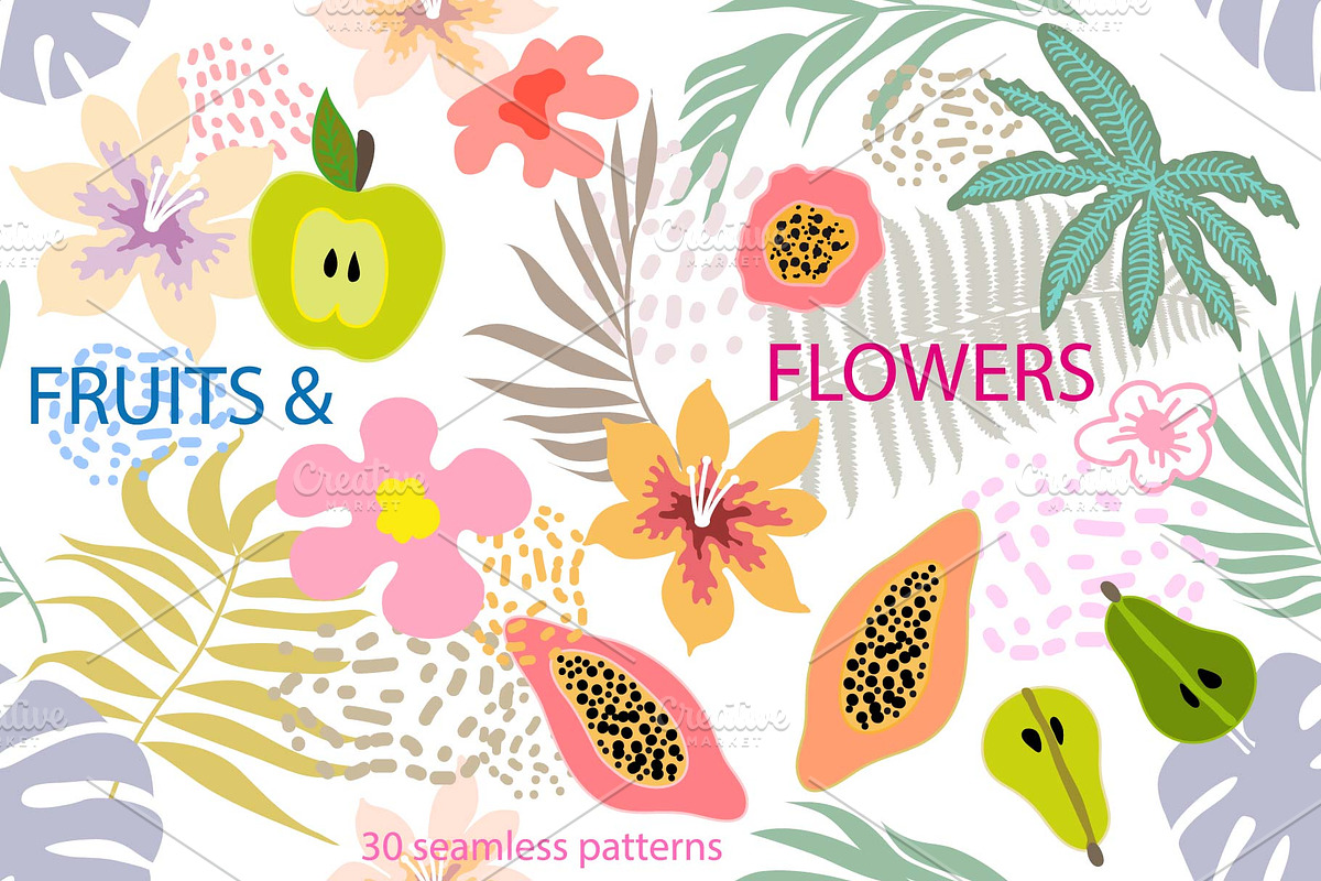Fruits and Frowers Patterns' Set, a Pattern Graphic by Svetlana Kononova (Photo 2 of 4)