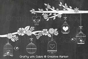 Chalkboard Love Bird & Bird Cage