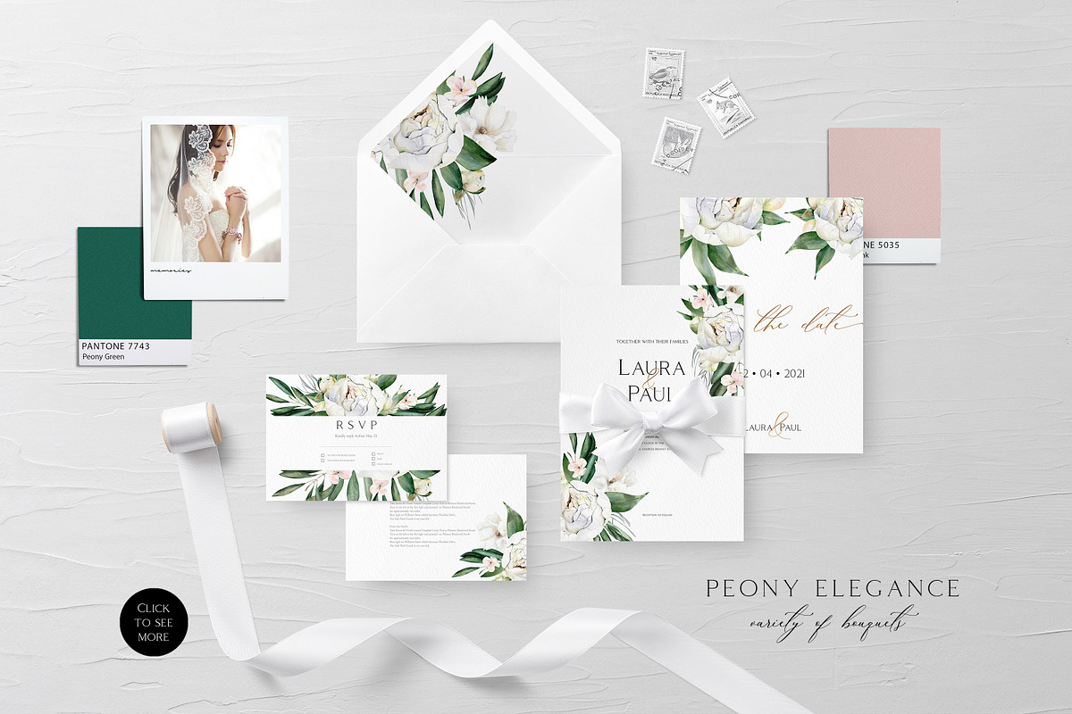 White Peony Elegance, an Illustration by Olga Koelsch (Photo 3 of 5)