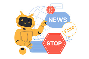 Stop ai generated fake news protest, a Technology Illustration by Lemberg Vector