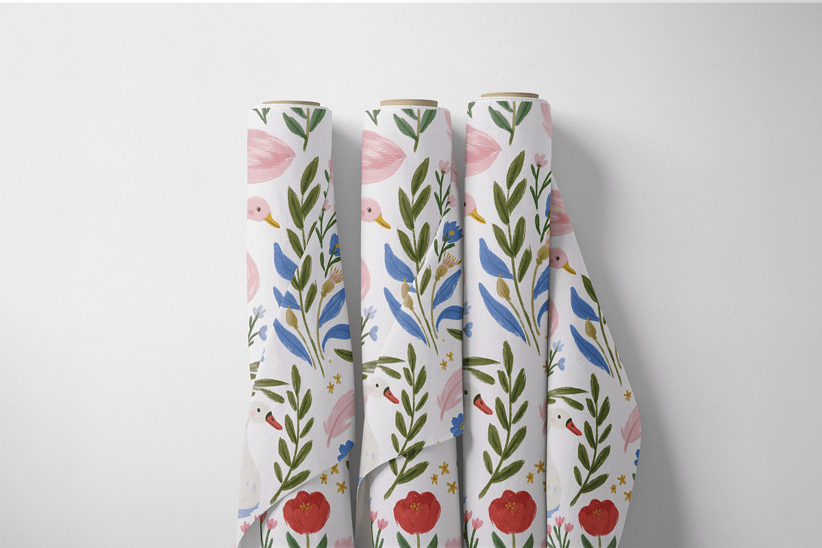 Swan and Floral Seamless Pattern, a Pattern Graphic by Pati Charm Studio (Photo 6 of 6)