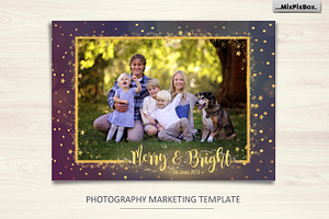 Christmas Card Merry and Bright, a Card Template by MixPixBox