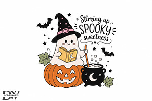 Cute Halloween Ghost Witch PNG