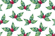 Watercolor Holly Illustrations, a Decorative Illustration by Olga Olmix (Thumbnail 4 of 5)