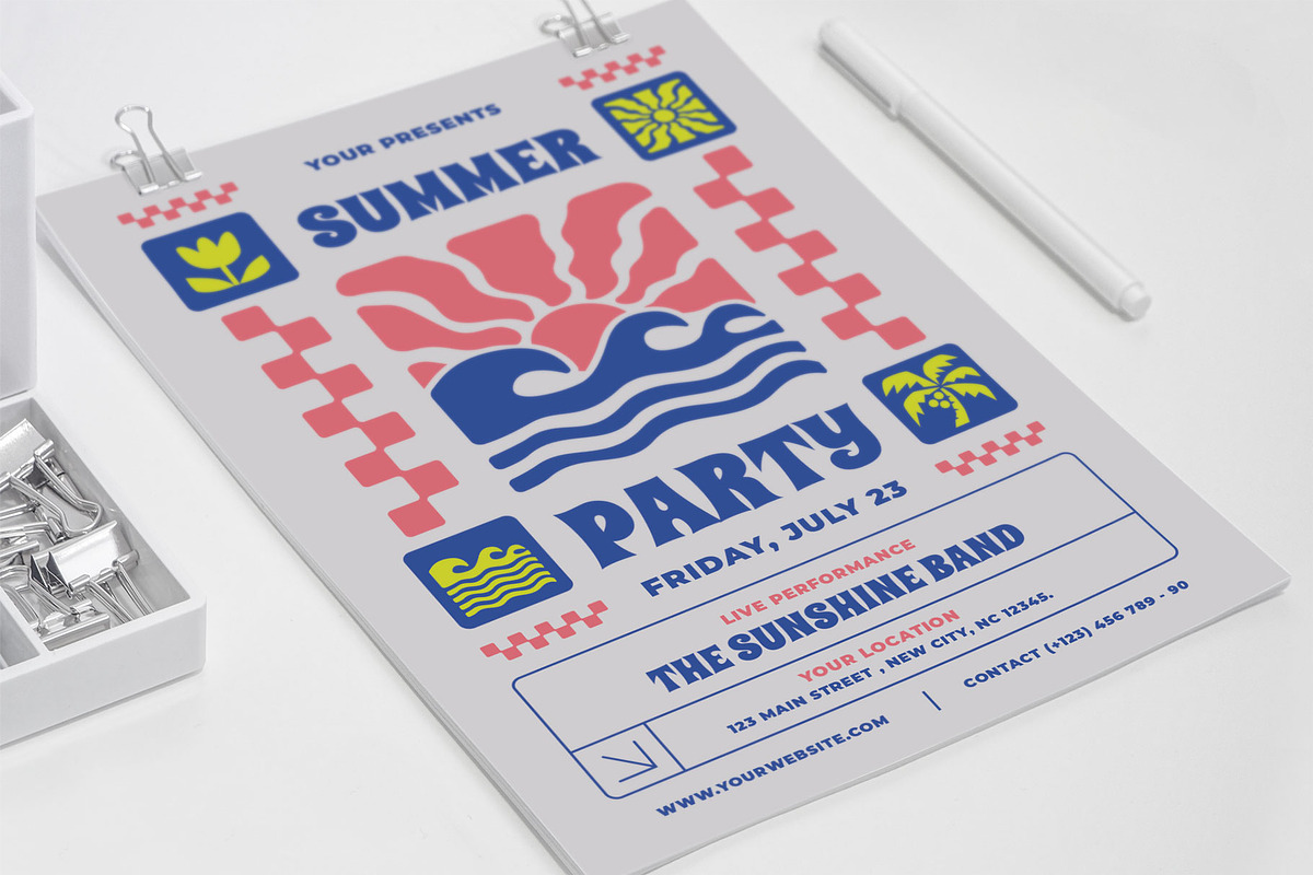 Retro Summer Party Sunset, a Flyer Template by Me55enjah Design (Photo 4 of 4)
