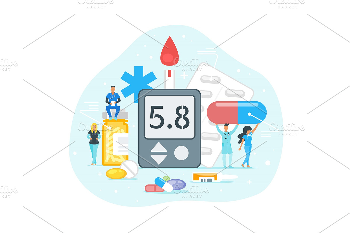 Diabetes treatment concept., a Healthcare Illustration by Cartoon time!