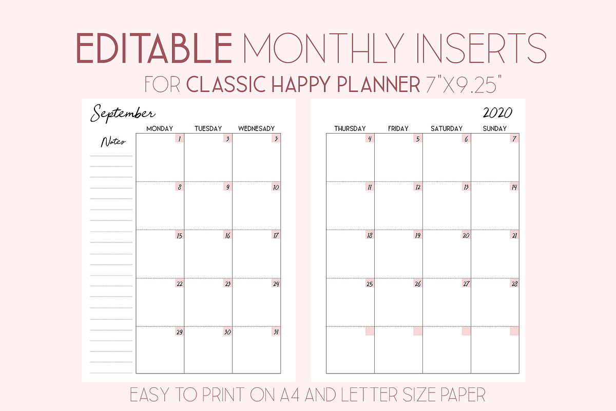 Editable Monthly Planner 7x9, a Stationery Template by EasyLifePlanners (Photo 2 of 2)