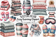 Watercolor Cozy Evening Clipart, an Illustration by Designking (Thumbnail 1 of 4)