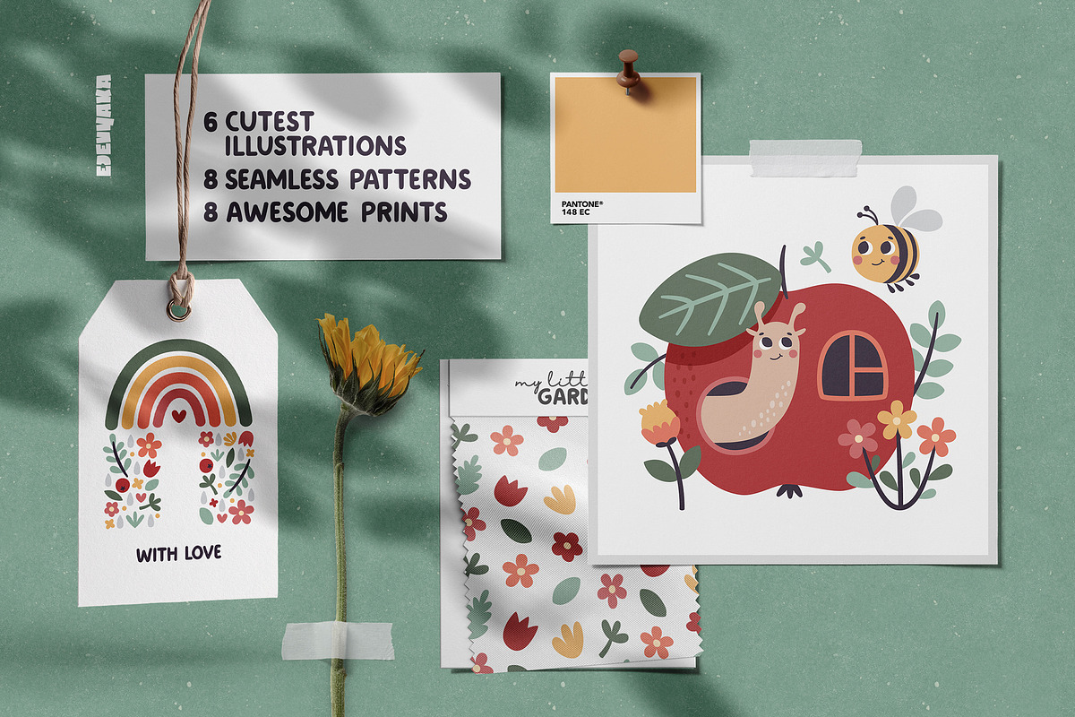 Cute Garden Clipart & Patterns, an Animal Illustration by Ejevyaka (Photo 2 of 13)