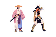 Samurais, warriors in armor set, a Person Illustration by PaperTrident (Thumbnail 3 of 4)
