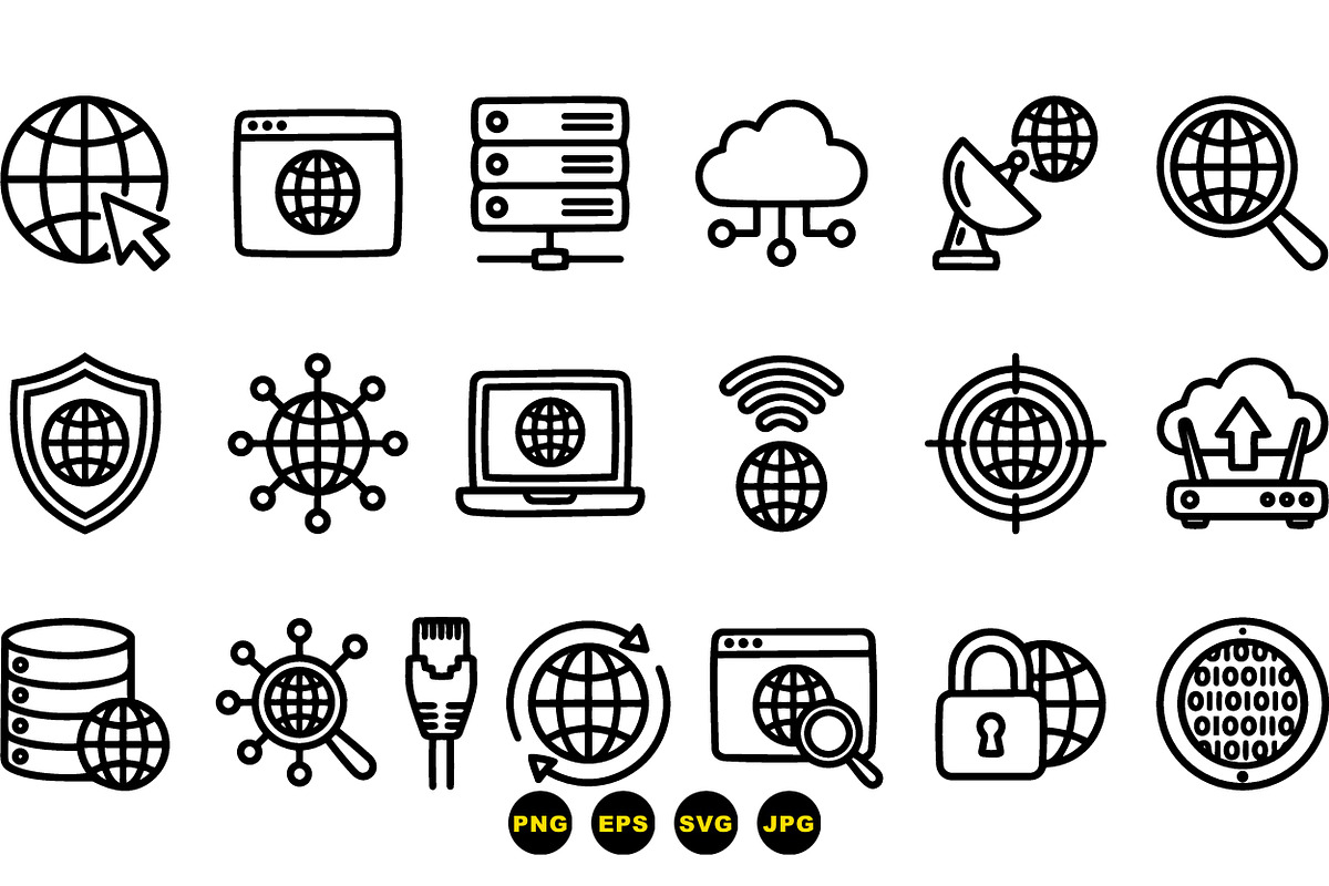 Modern Internet Network Icon Set, an Illustration by designvectx (Photo 3 of 3)
