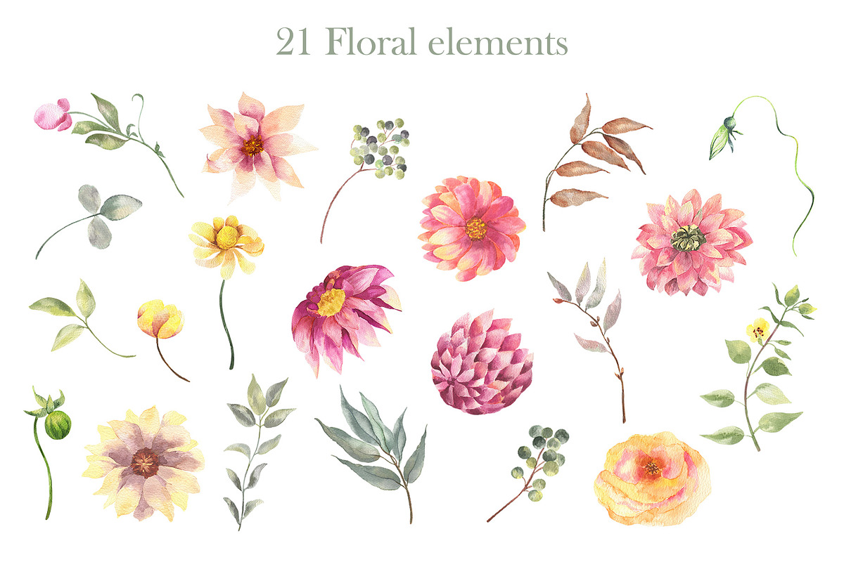 Nadine Watercolor floral collection, an Illustration by ViсkyArtDesign (Photo 10 of 11)