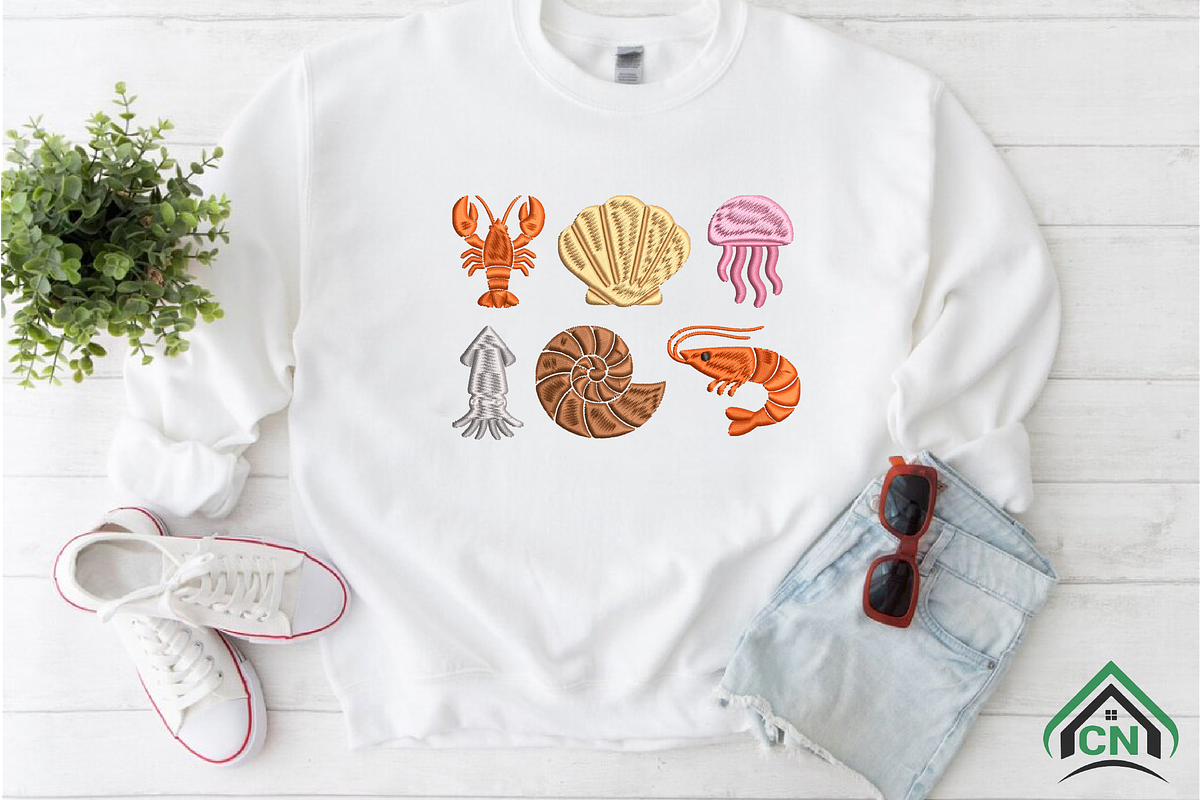 Mini Sea Animal Embroidery Design, a Solid Icon by Craft Nest (Photo 2 of 6)