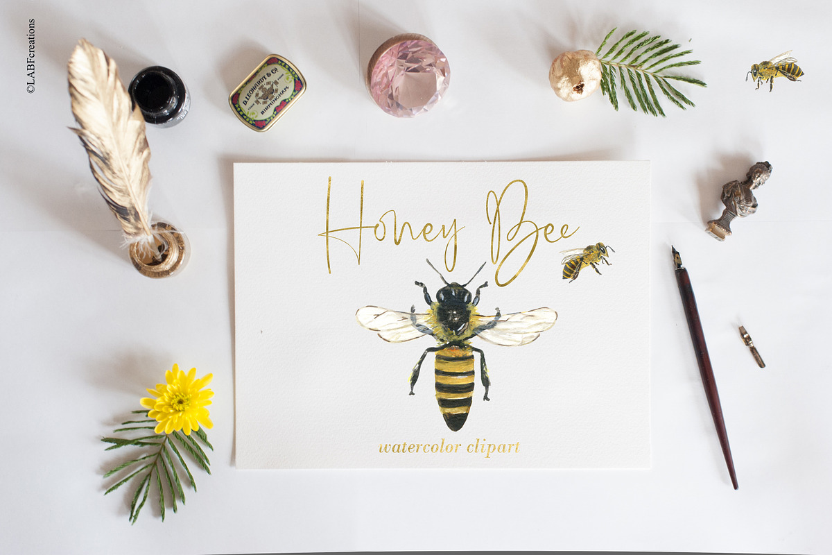 Honey Bee Watercolor, a Graphic by LABFcreations (Photo 5 of 9)