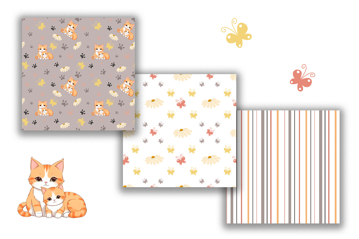 Digital Paper Cat and Kitten., a Pattern Graphic by TetianaArt (Photo 3 of 6)